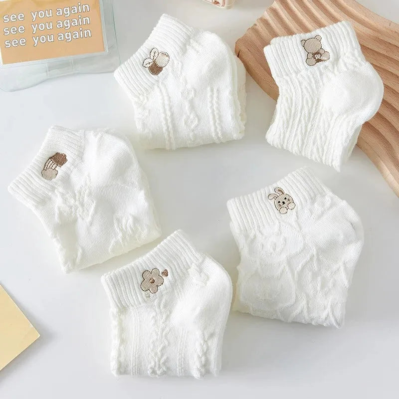 Cartoon Printed Knit Short Socks – Breathable Cotton for Casual Daily Wear