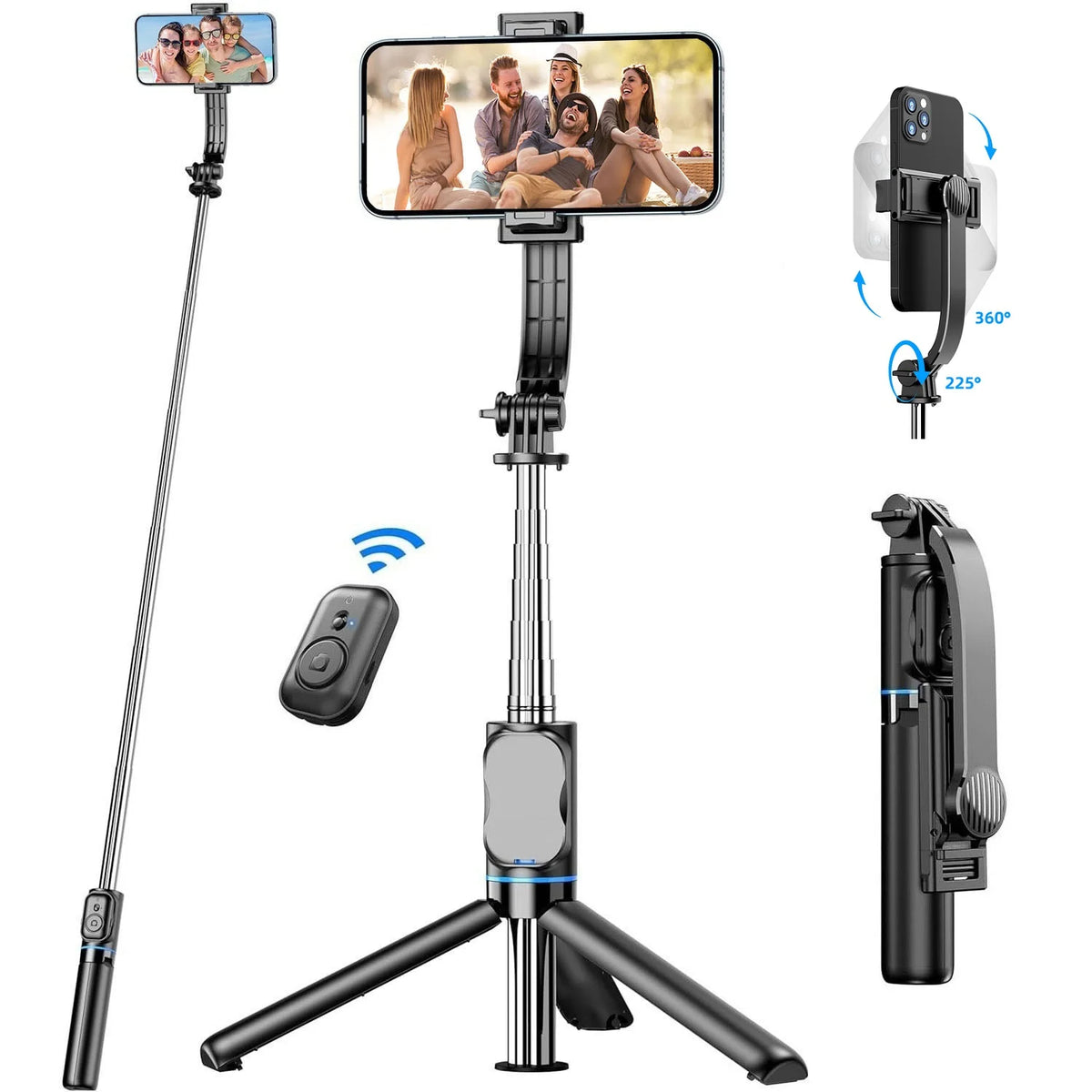 42-Inch Selfie Stick Tripod – Extendable Bluetooth Mount for Travel Vlogging