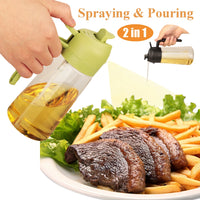 Glass Oil Dispenser Bottle – 2-in-1 Spray and Pour for Kitchen Cooking