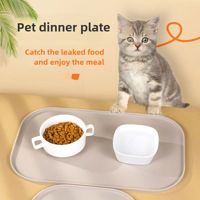 Silicone Cat Feeding Mat – Non-Slip Waterproof Tray for Pet Food Bowls