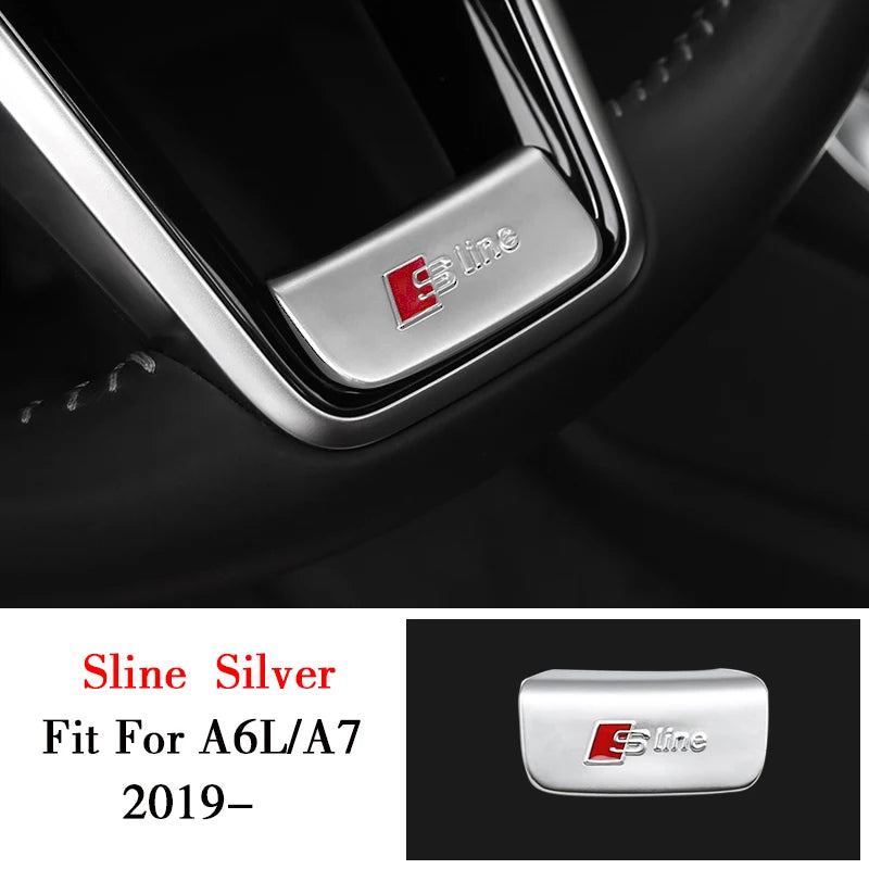 Aluminum S-Line Steering Wheel Emblem – Decorative Car Interior Accessory