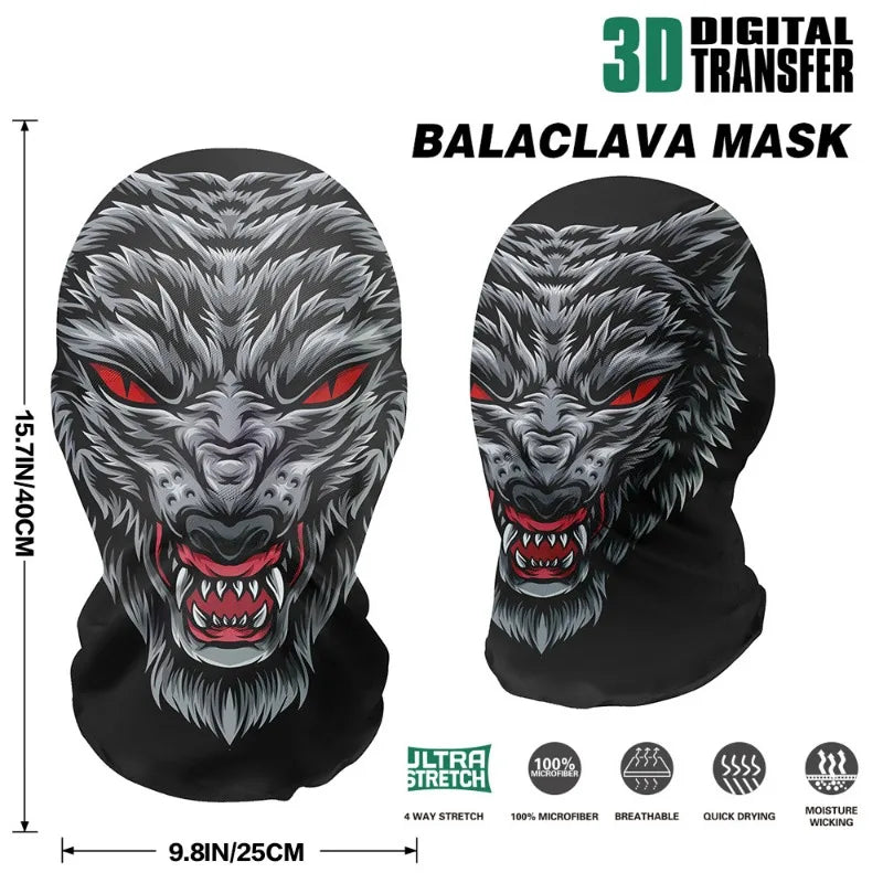 Full Face Skull Animal Mask – Breathable Mesh Headgear for Halloween Cosplay