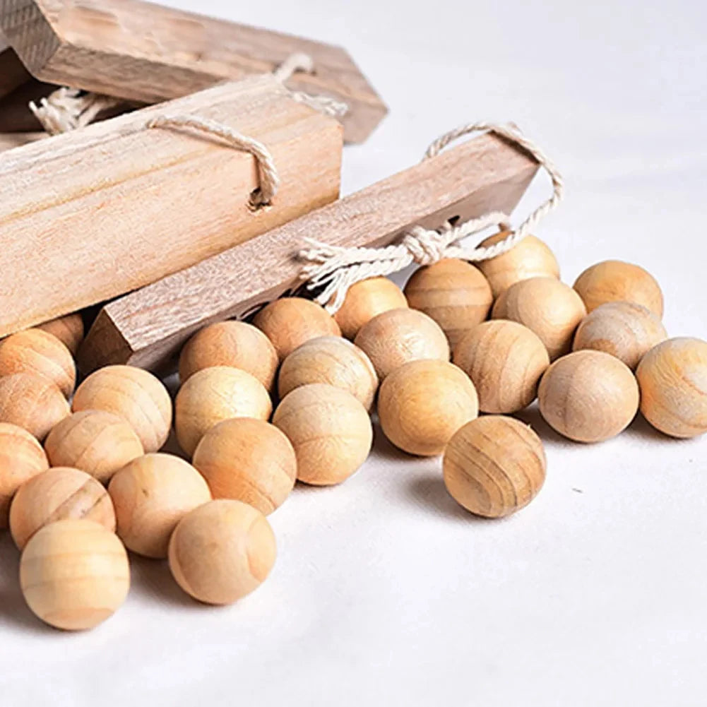Natural Camphor Moth Repellent Balls – Wooden Cedar Pest Control for Wardrobe