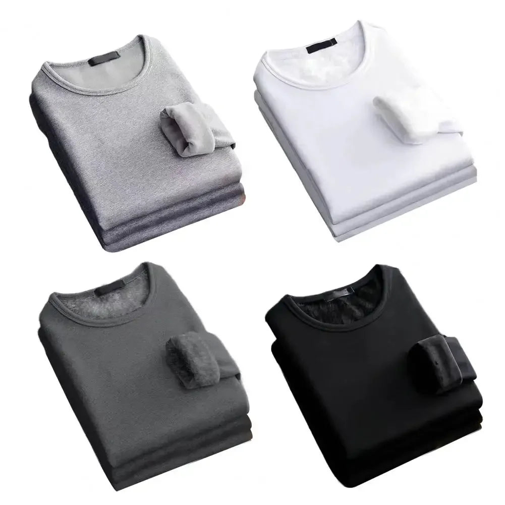 Thermal Fleece T-Shirt – Men's Long-Sleeved Velvet Padded Base Layer for Winter