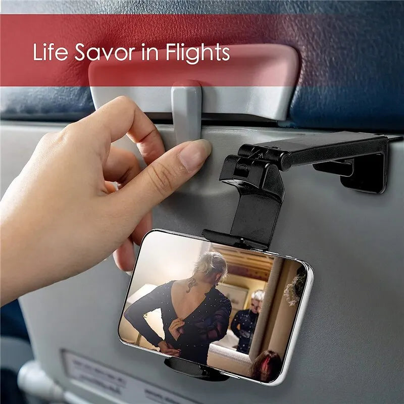 Foldable Airplane Phone Mount – Rotatable Travel Stand for Flight and Desk