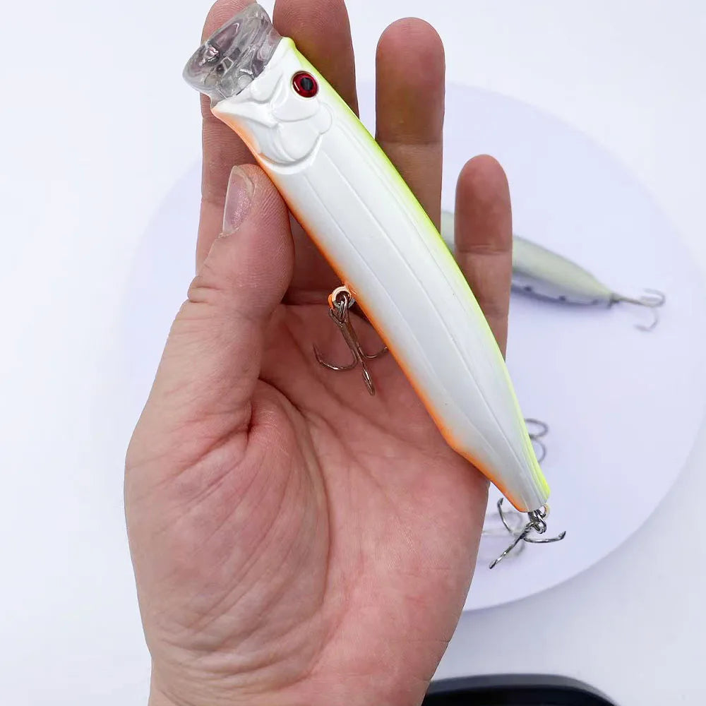 Reinforced Popper Fishing Lure – 28g Wire-Integrated Bait for Seabass Casting