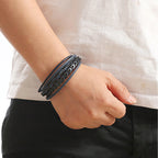 Multi-layered Leather Braided Bracelet – Vintage Magnetic Alloy for Men