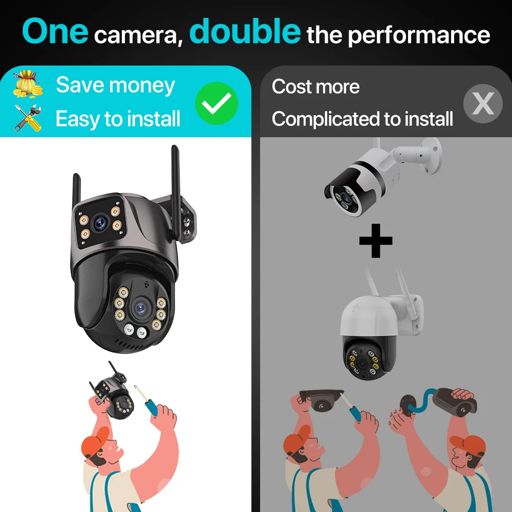 4K 8MP Dual Lens PTZ Camera – Outdoor AI Auto Tracking for Security Surveillance