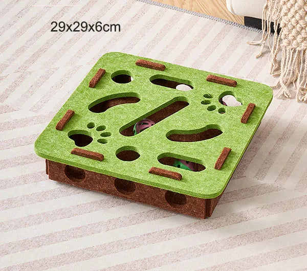 Interactive Felt Cat Puzzle Box – Hide and Seek Maze Toy for Kitten Play