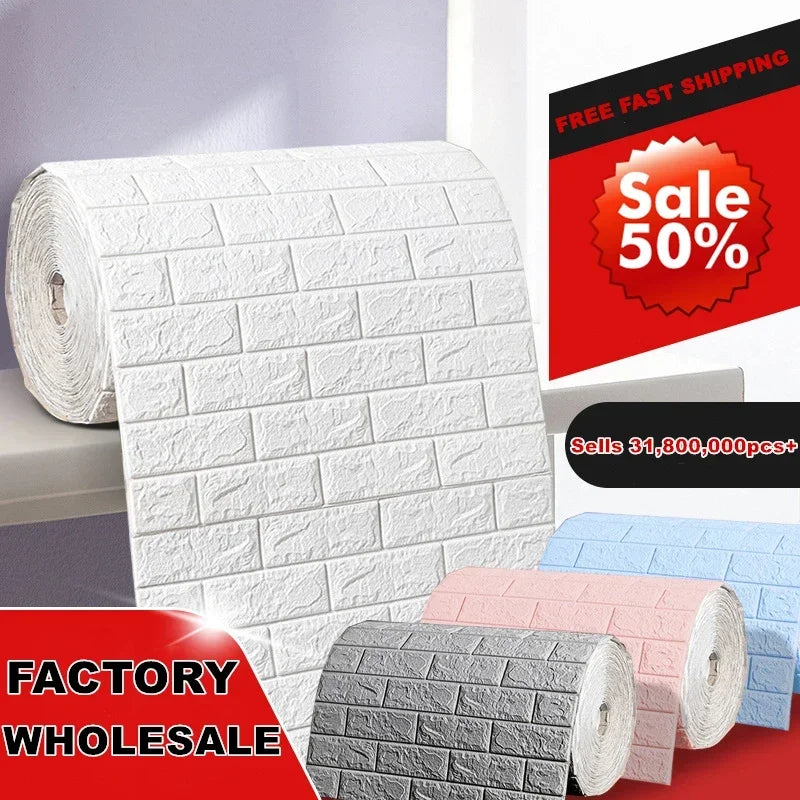 Self-Adhesive 3D Foam Brick Wallpaper – Waterproof Wall Decor for Home Living