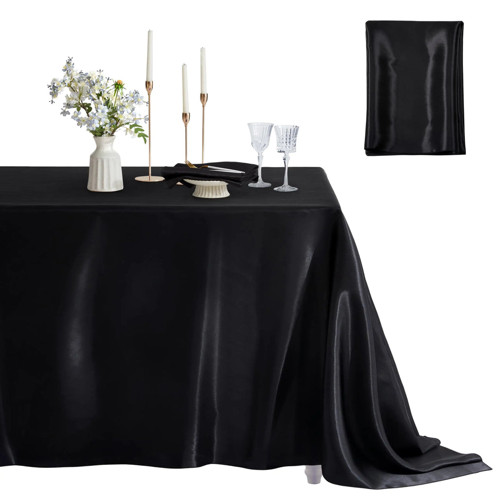 Rectangle Satin Tablecloth – Silky Soft Solid Table Cover for Wedding Banquet