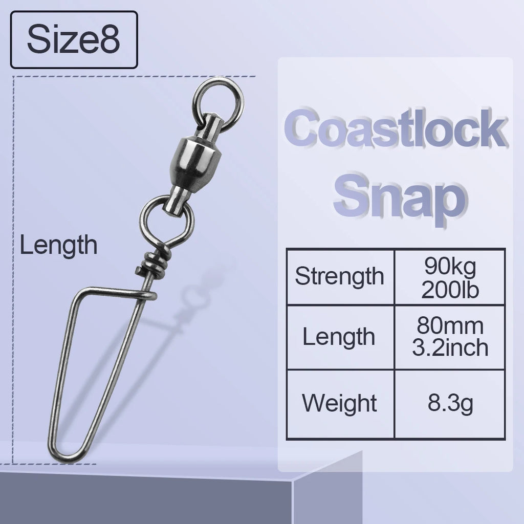 Ball Bearing Fishing Swivels – Stainless Steel Coastlock for Saltwater Angling