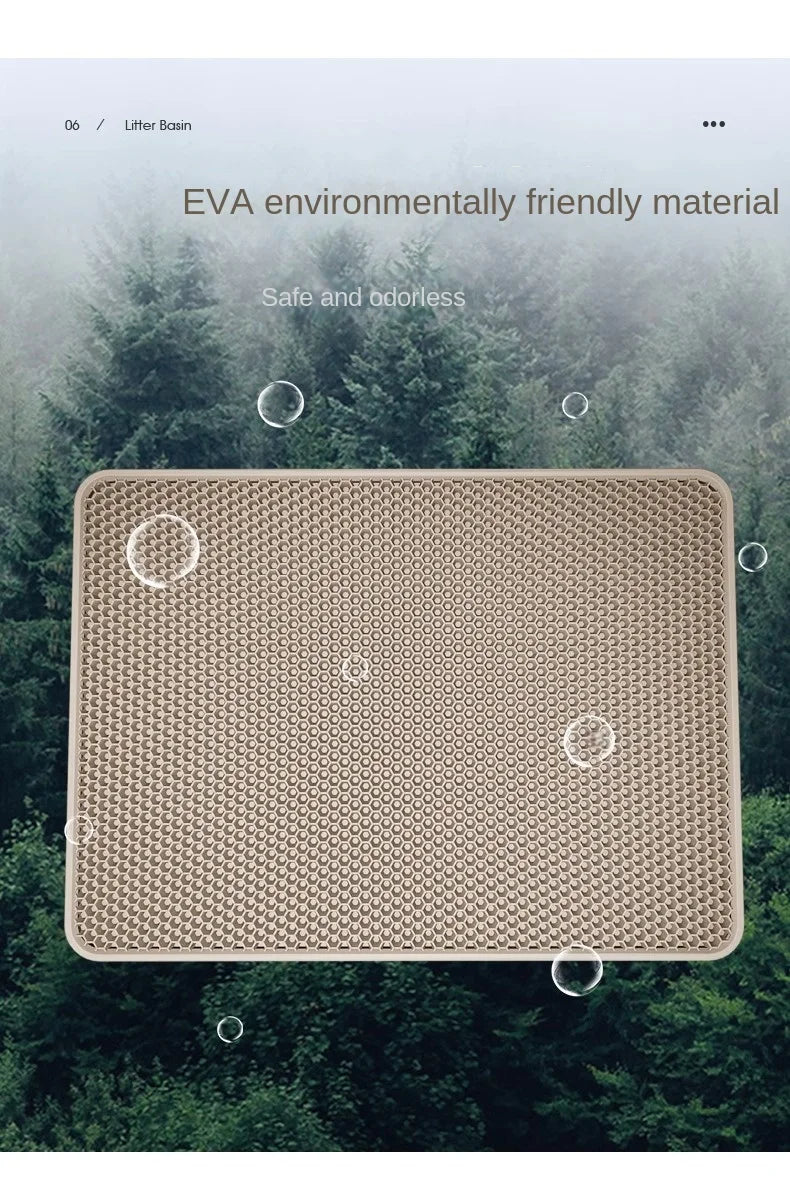 Large Waterproof EVA Cat Litter Mat – Double Layer Tray for Pet Hygiene