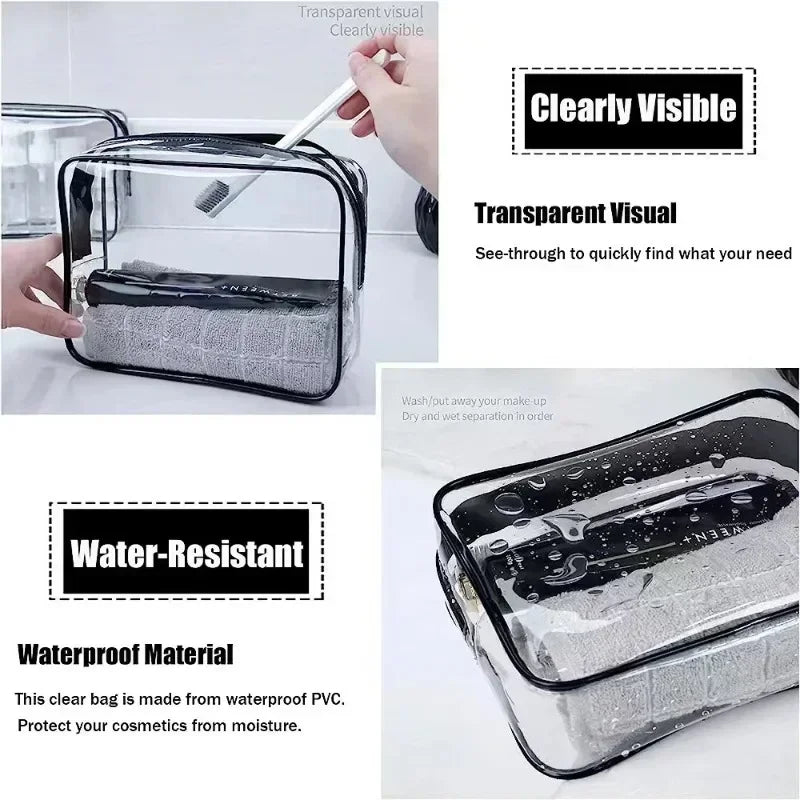 Transparent PVC Travel Toiletry Bag – Waterproof Cosmetic Organizer for Packing