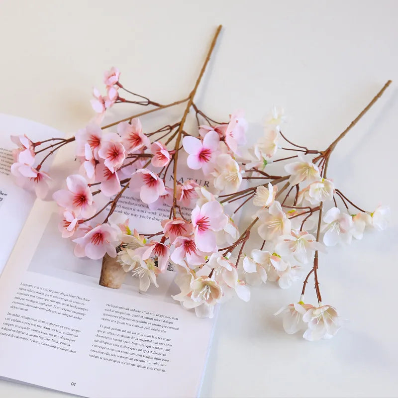 Artificial Silk Cherry Blossom Branch – 41cm Peach Floral for Wedding Decor