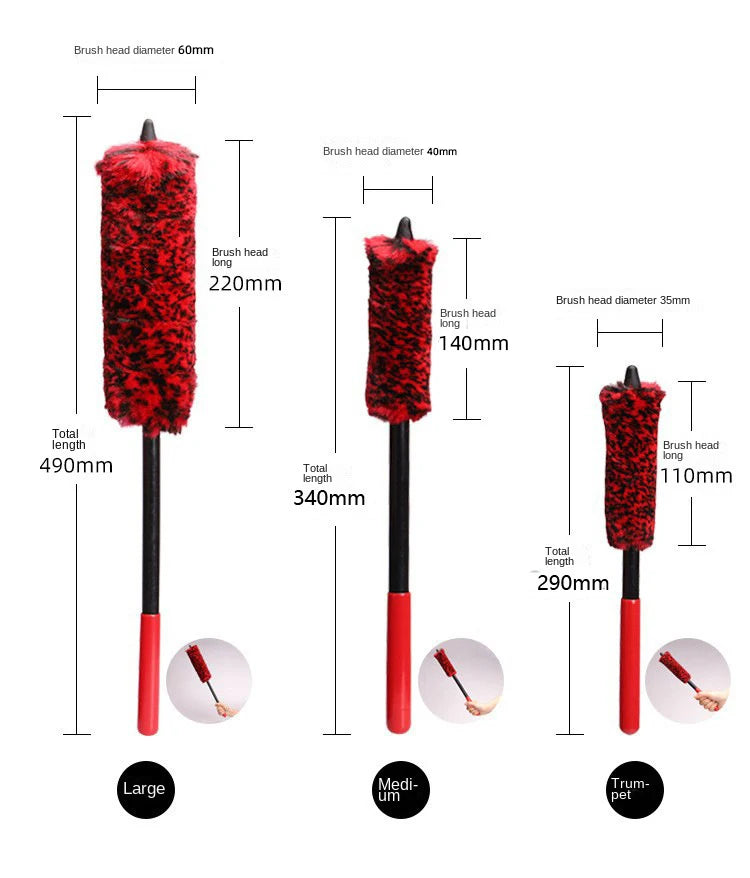 Foldable Car Wheel Brush – Plush Microfiber Hub Cleaning Tool for Detailing