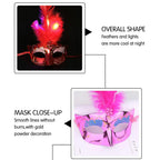 LED Feather Masquerade Mask – Glowing Venice Carnival Cosplay Costume