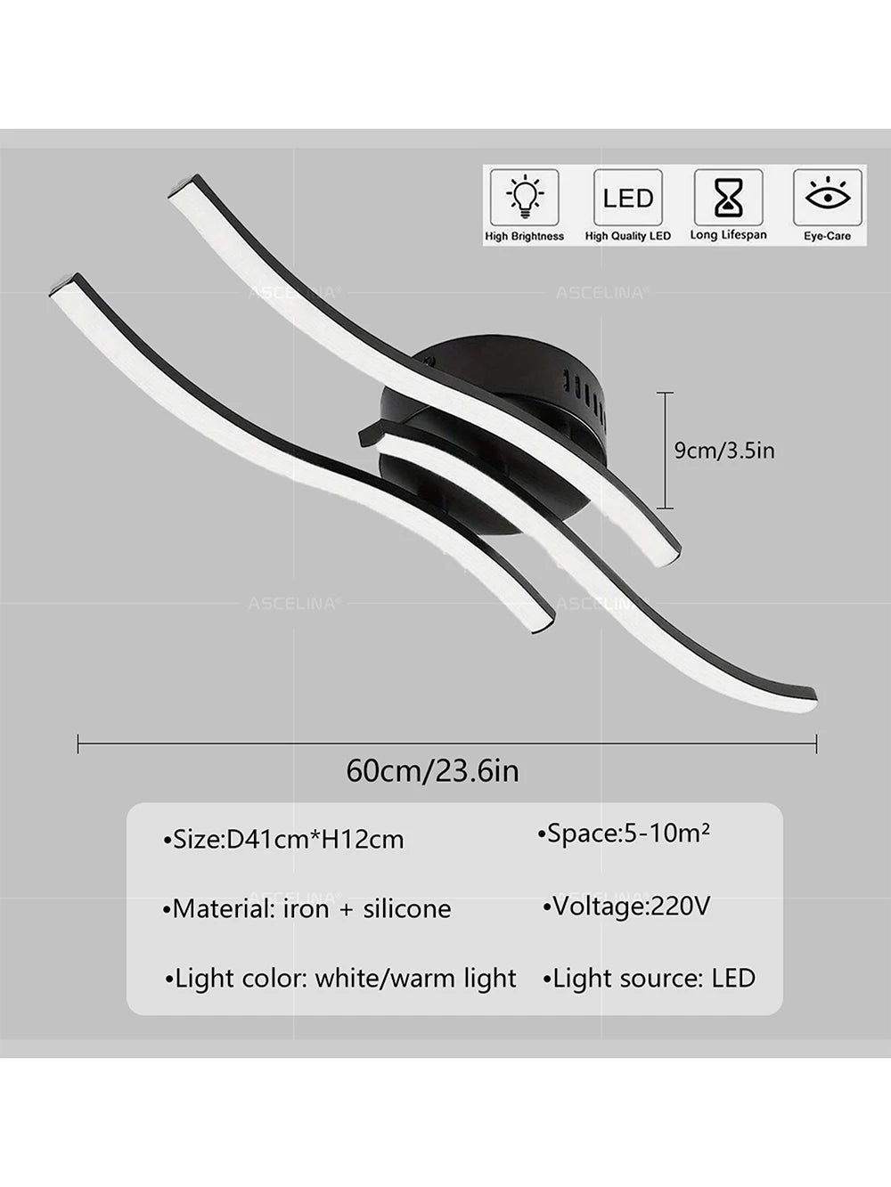 Modern LED Wave Ceiling Light – Minimalist Fixture for Living Room Bedroom