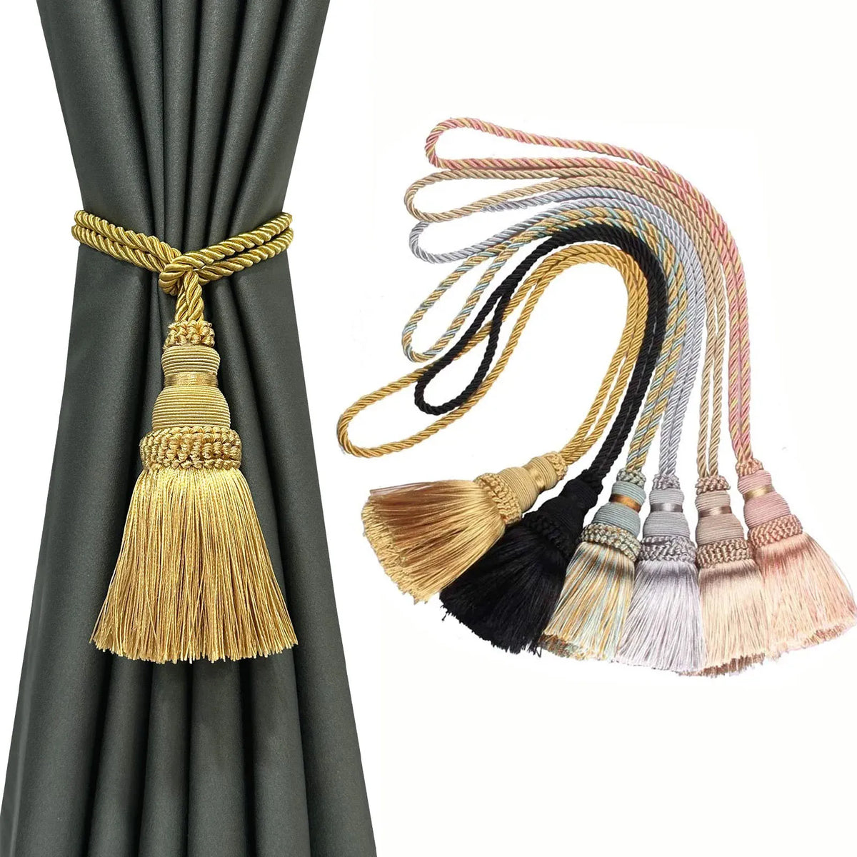 Decorative Curtain Tassel Tieback – Braided Rope Holder for Home Decor
