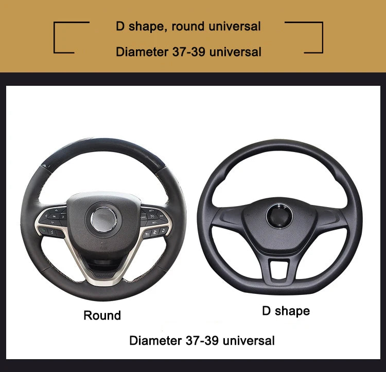 Embroidered Diamond Steering Wheel Cover – Universal Leather for Car Interior