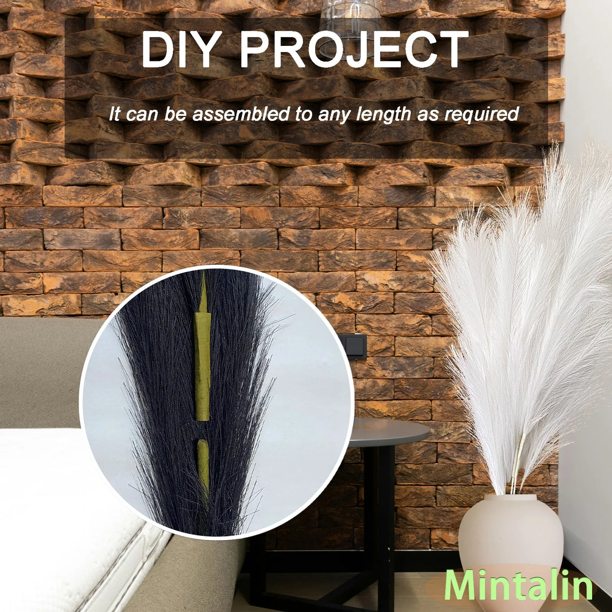 47" Faux Pampas Grass – Tall Fluffy Artificial Stems for Home Decor