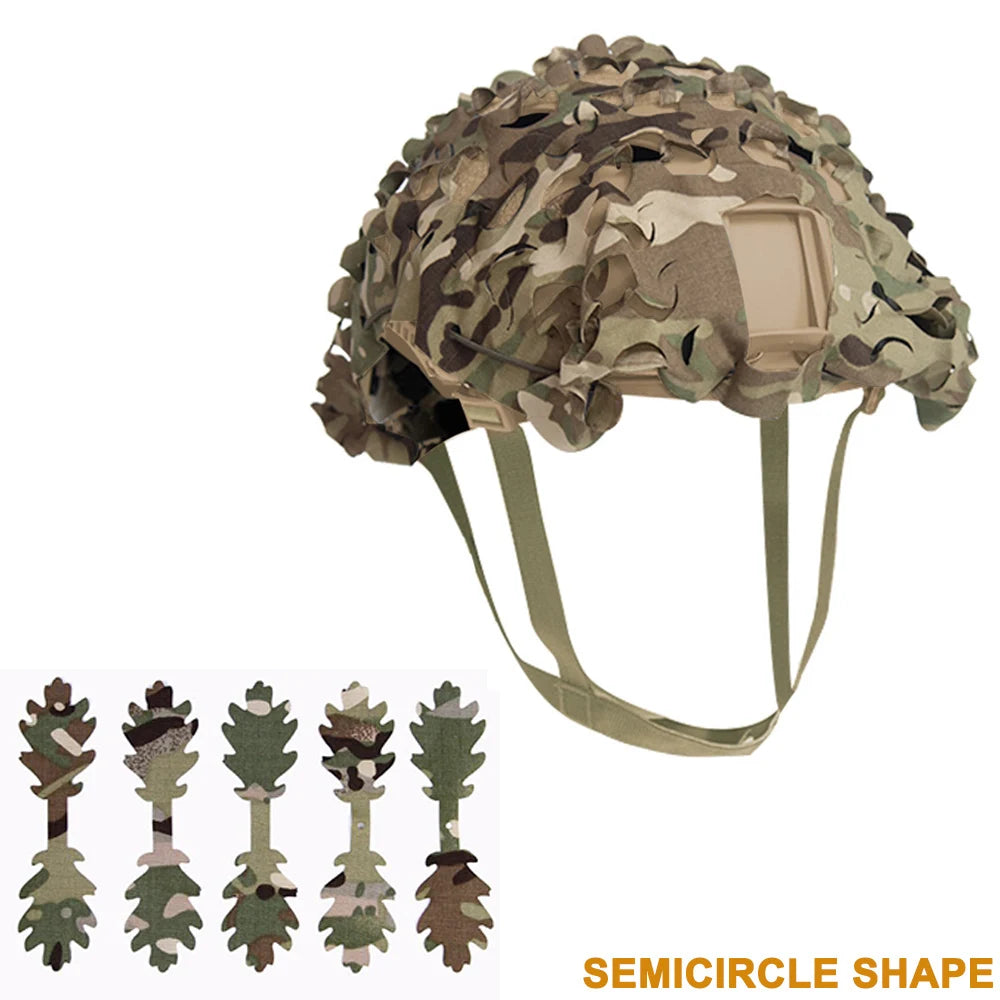 3D Camo Mesh Helmet Cover – Laser Cut Leaf Accessory for Airsoft and Hunting