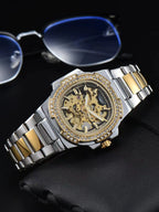 Skeleton Automatic Watch – Luxury Stainless Steel Diamond for Men