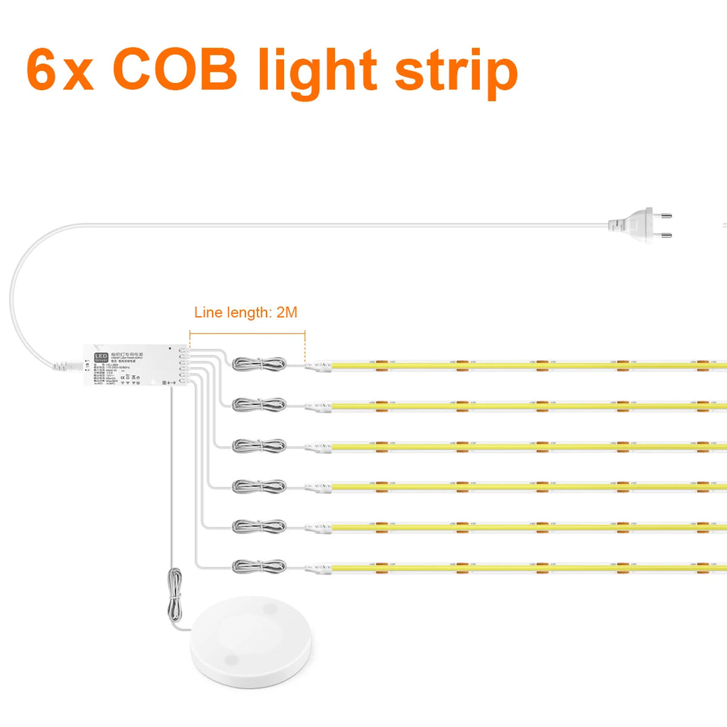 COB LED Strip Lights – Motion Sensor Under Cabinet Lamp for Closet Wardrobe
