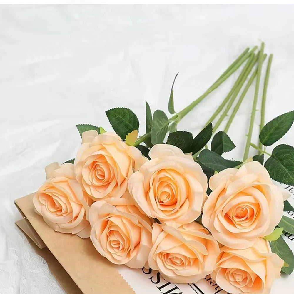 Artificial Silk Rose – Realistic Floral Decor for Weddings and Home Gifts