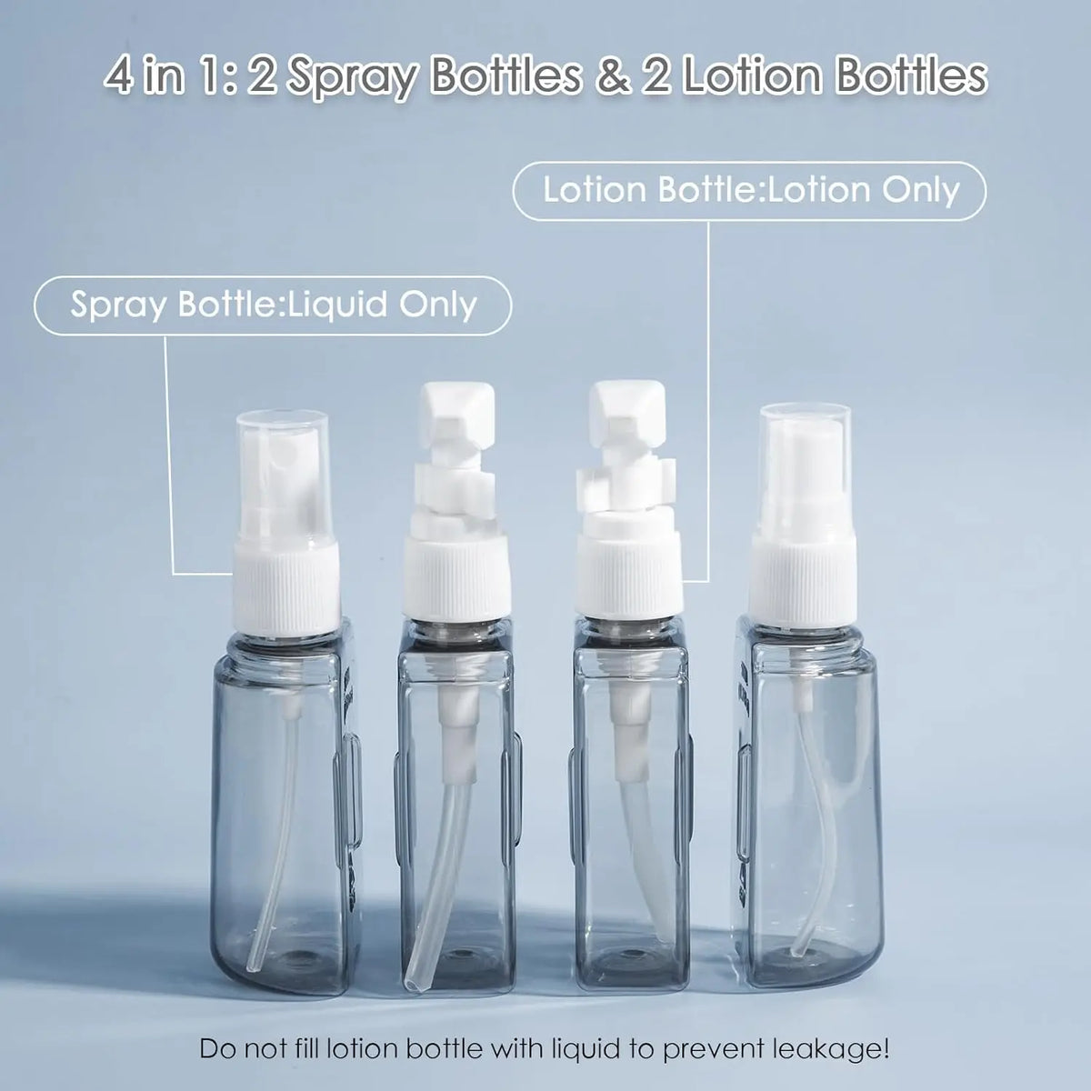 4-in-1 Travel Bottle Set – Leak Proof Refillable Containers for Toiletries