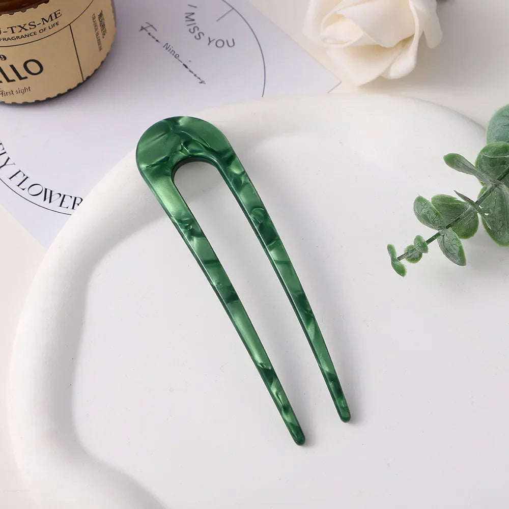 U-Shaped Hair Clip – Korean Style Acetate Accessory for Lazy Hairstyles