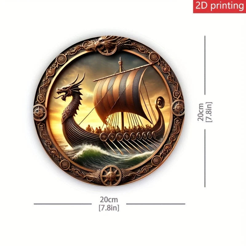 Viking Longship Wooden Wall Art – 8 Inch Nordic Decor for Home and Bar