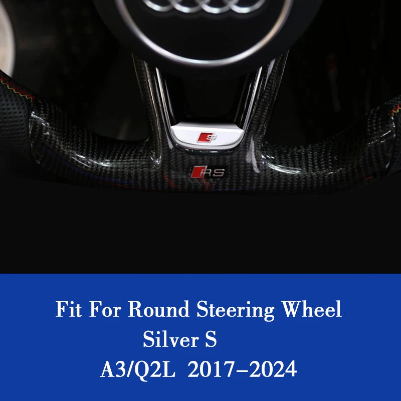 Aluminum S-Line Steering Wheel Emblem – Decorative Car Interior Accessory