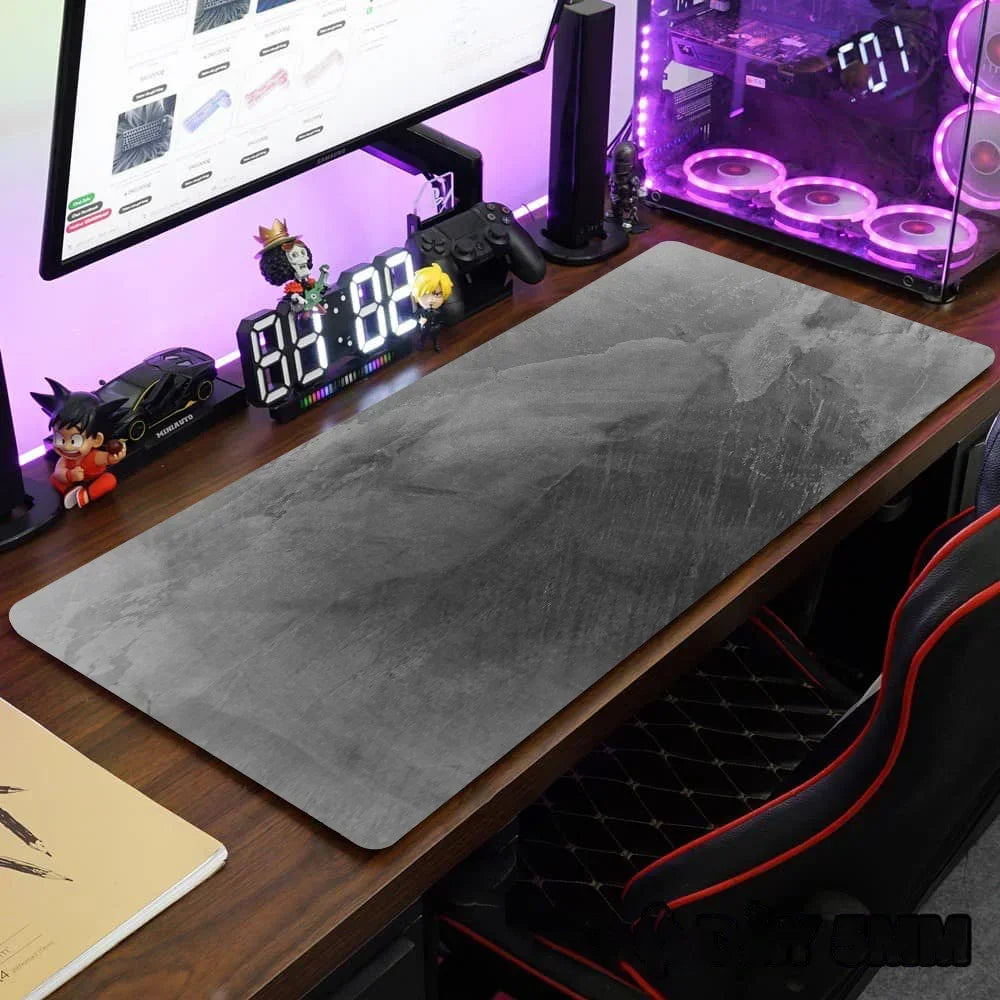 Large Grey Desk Mat – 900x400mm Stitched Edge Mouse Pad for Gaming and Office