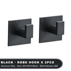 Adhesive Wall Hooks – Heavy Duty Black Hangers for Bathroom and Kitchen