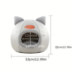 Plush Cat Shape Bed – Semi-Closed Warm Cave for Pet Sleeping