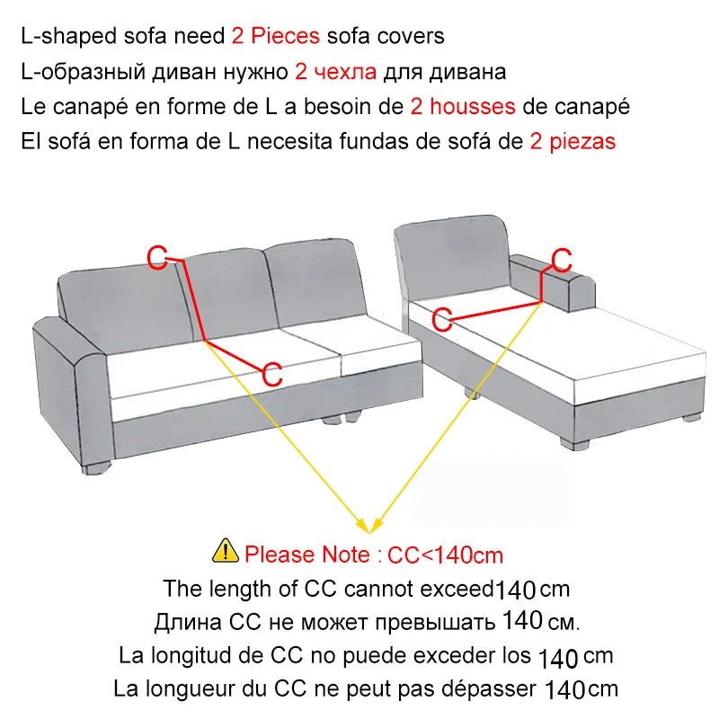 Jacquard Stretch Sofa Cover – Elastic Slipcover for L Shape and Standard Couches
