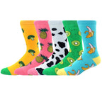 Cotton Novelty Crew Socks – Colorful Animal Print for Casual Halloween Wear