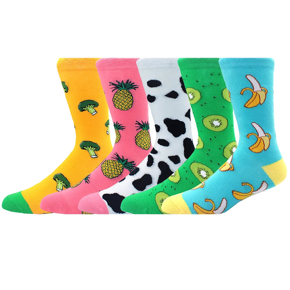 Cotton Novelty Crew Socks – Colorful Animal Print for Casual Halloween Wear