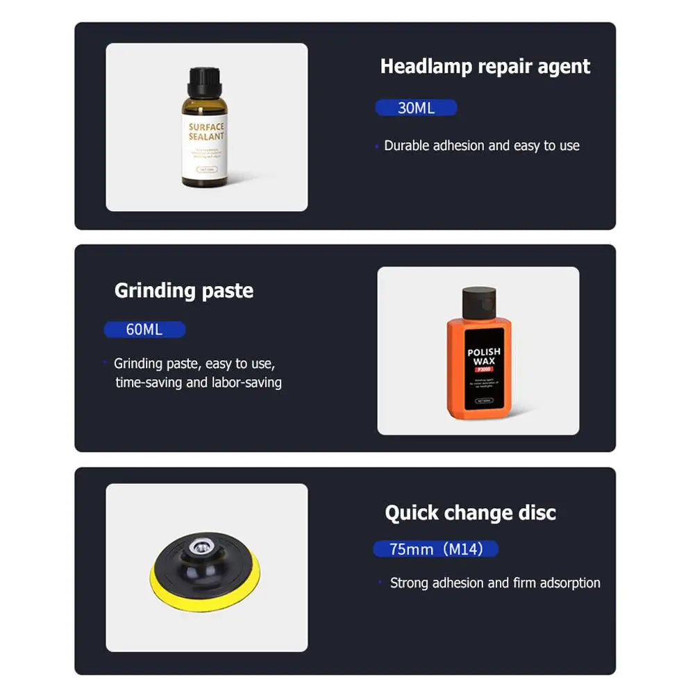 Car Headlight Restoration Kit – Chemical Polish for Auto Headlamp Repair