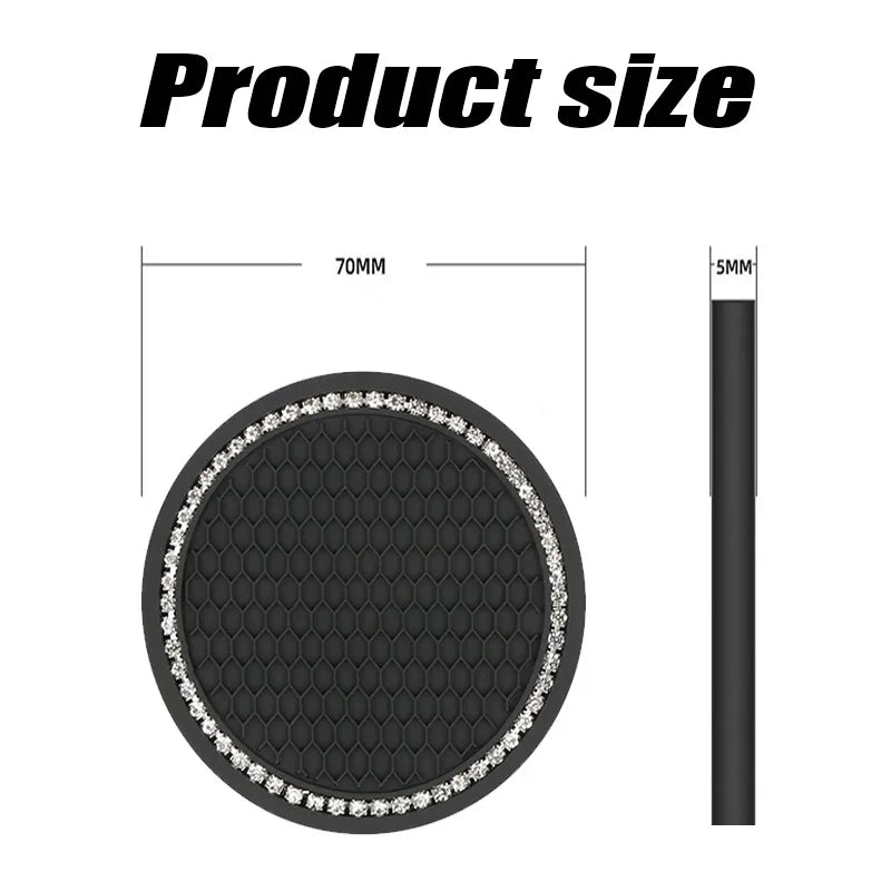 Bling Rhinestone Car Coasters – Anti-Slip Cup Holder Mats for Auto Interior
