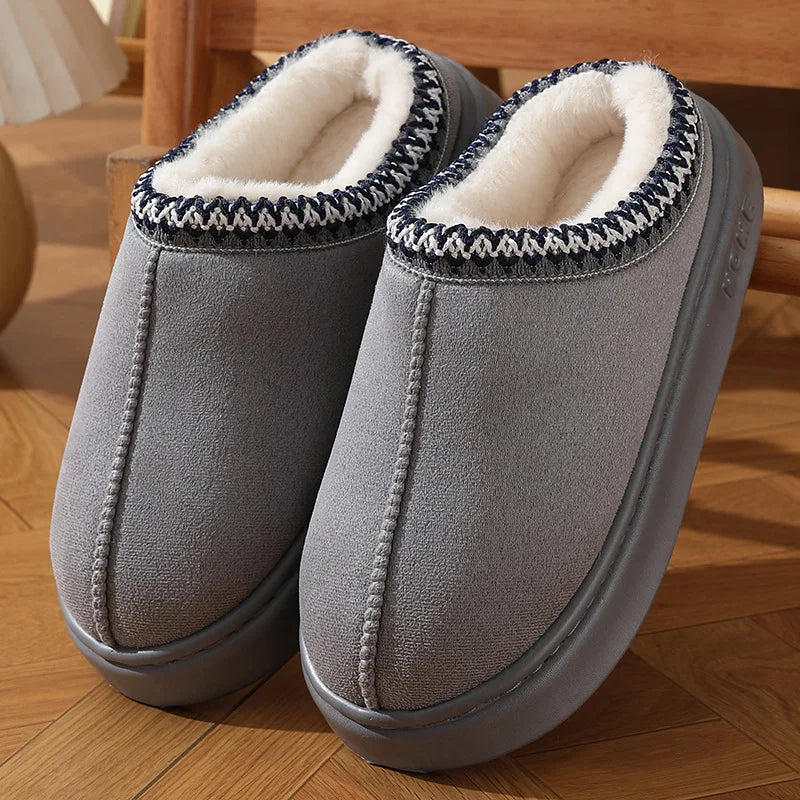 Fluffy Platform Slippers – Plush Warm Cotton Shoes for Winter Home Comfort