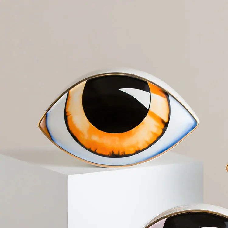 Ceramic Evil Eye Figurine – Lucky Amulet Ornament for Home Living Room Decor