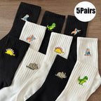 Embroidered Dinosaur Ankle Socks – Cute Cartoon Cotton Socks for Women