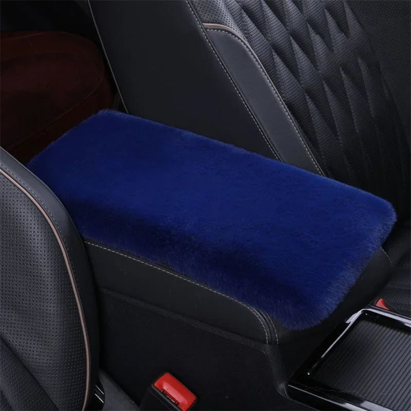 Plush Car Armrest Cover – Soft Warm Console Cushion for Winter Interior