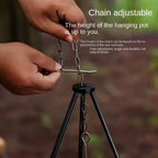 Adjustable Campfire Tripod – Stable Hanging Pot Stand for Outdoor Cooking