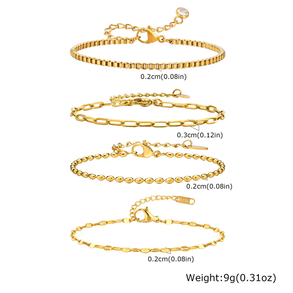 Gold Herringbone Chain Bracelet – Waterproof Stainless Steel for Women