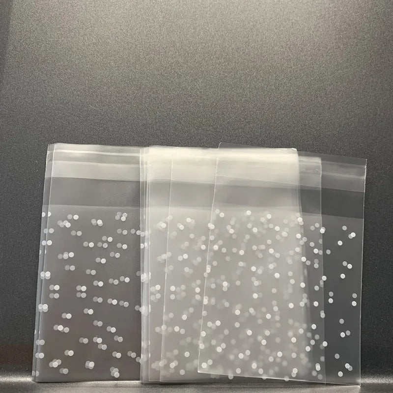 Frosted Dot Transparent Bags – 100pcs Assorted Sizes for Party Favors