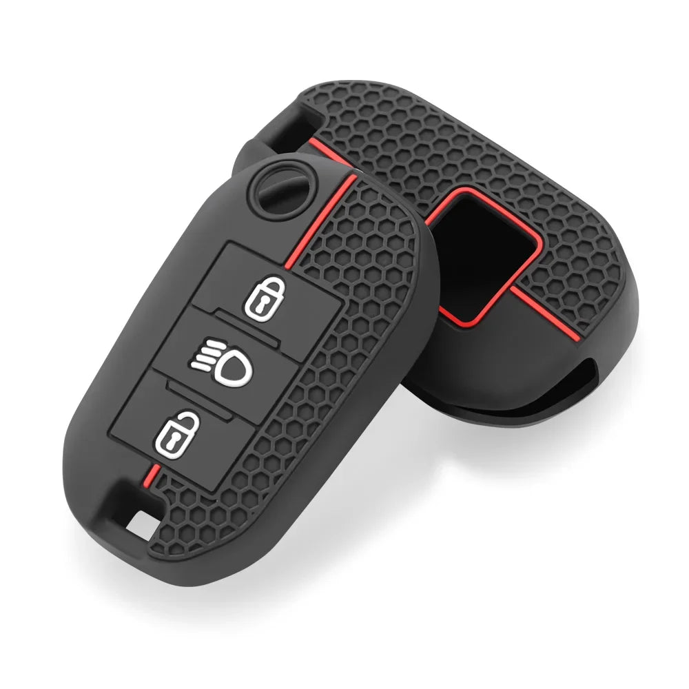 Silicone Car Key Cover – Protective Remote Fob Case for Citroen and Peugeot