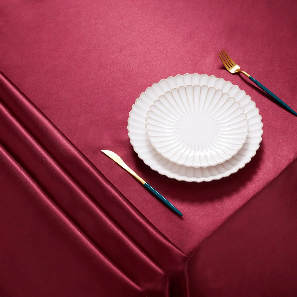 Rectangle Satin Tablecloth – Silky Soft Solid Table Cover for Wedding Banquet